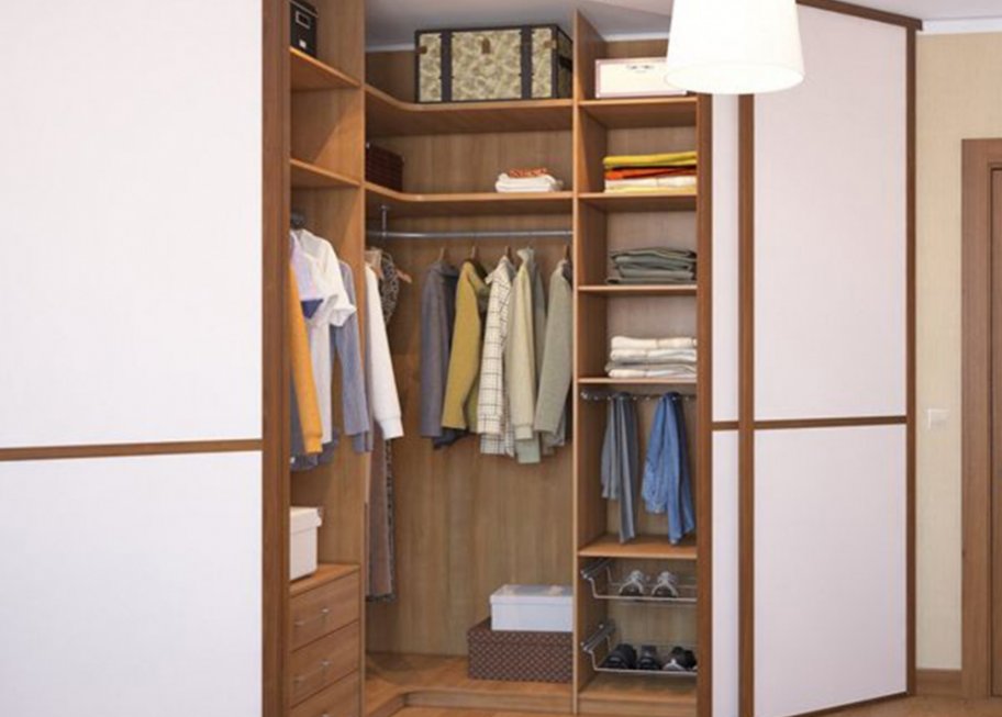 Угловая гардеробная встроенная, двери Арредо 007 Модерн